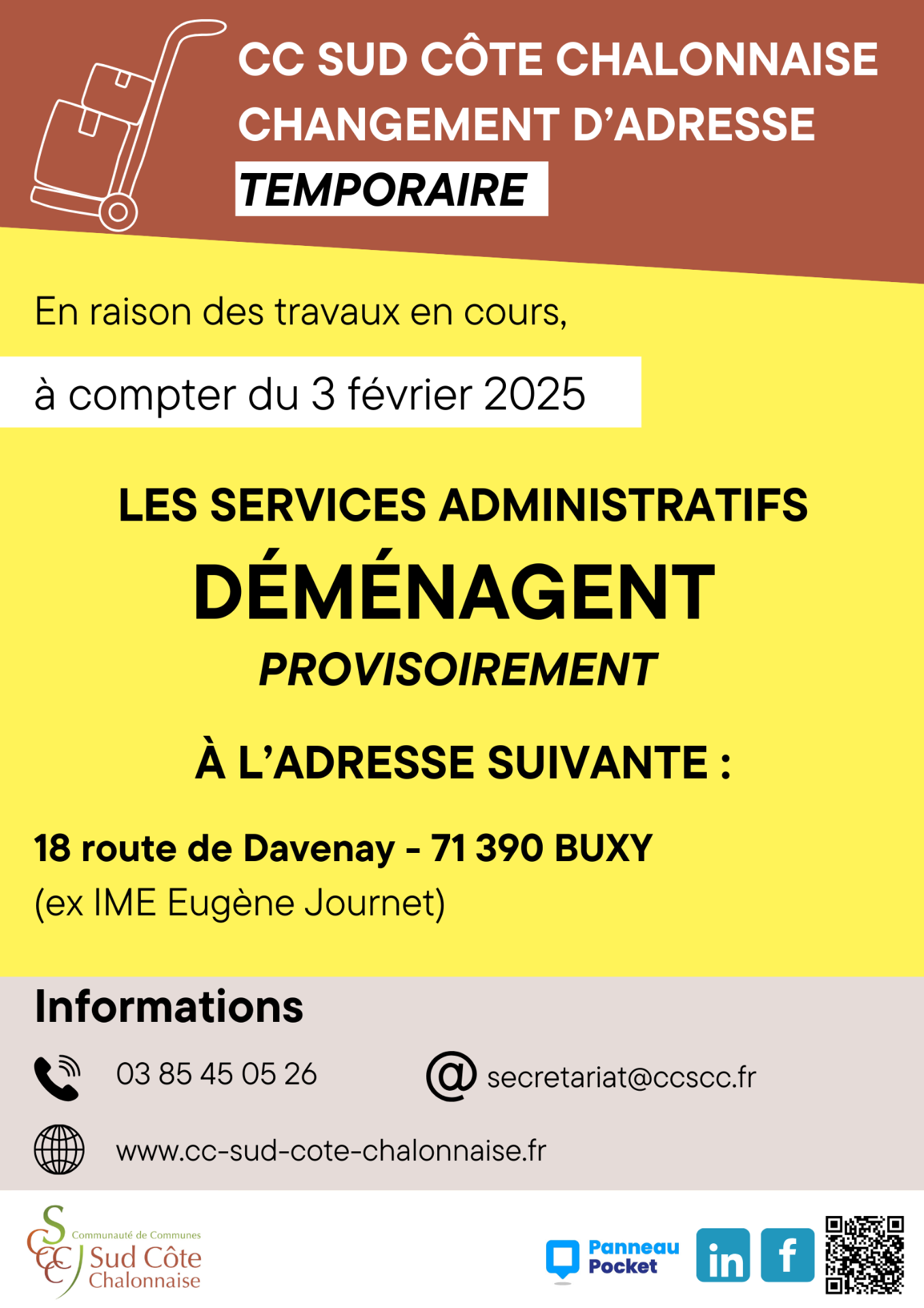 Changement adresse provisoire 2025