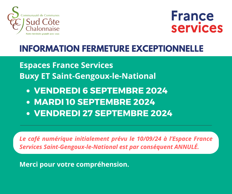 Fermetures septembre 2024