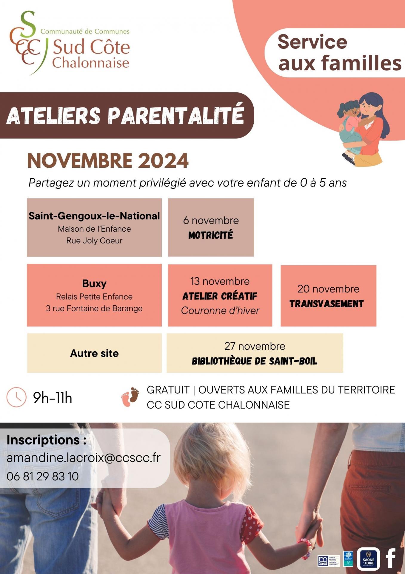 Ateliers parentalité novembre 2024