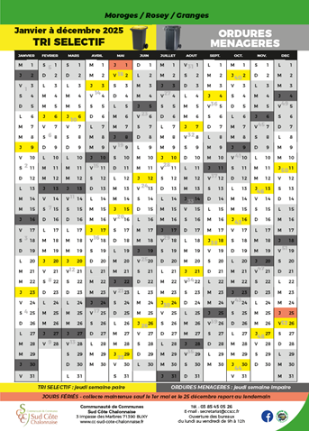 Calendriers de collecte 2025